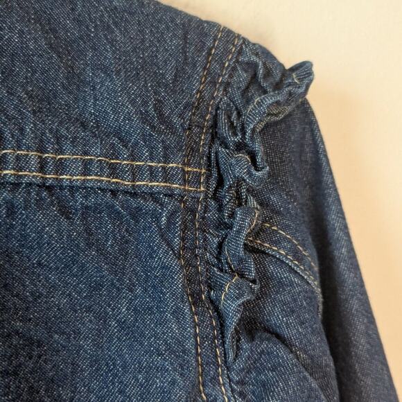 4/$20 Nanette Lepore Girls Ruffle Shoulder Bolero Lightweight Denim Jacket 3T - Picture 4 of 8
